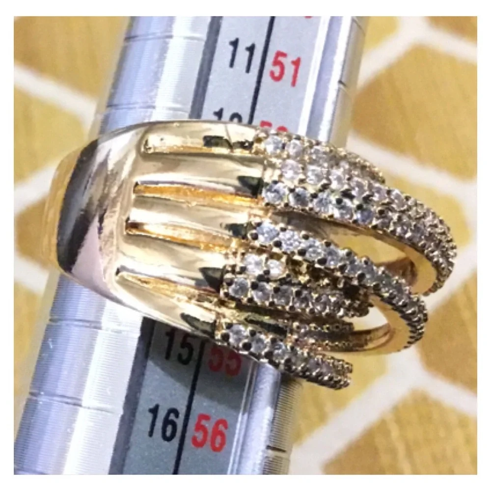 New! Shiny Gold Clear Crystal Ring